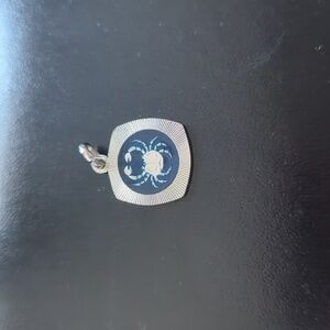 🦀♋Vintage Silver Enamel Cancer Zodiac Astrology Pendant